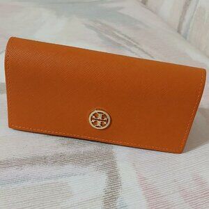 Tory Burch Orange Hard Glasses Case with Snap Closure